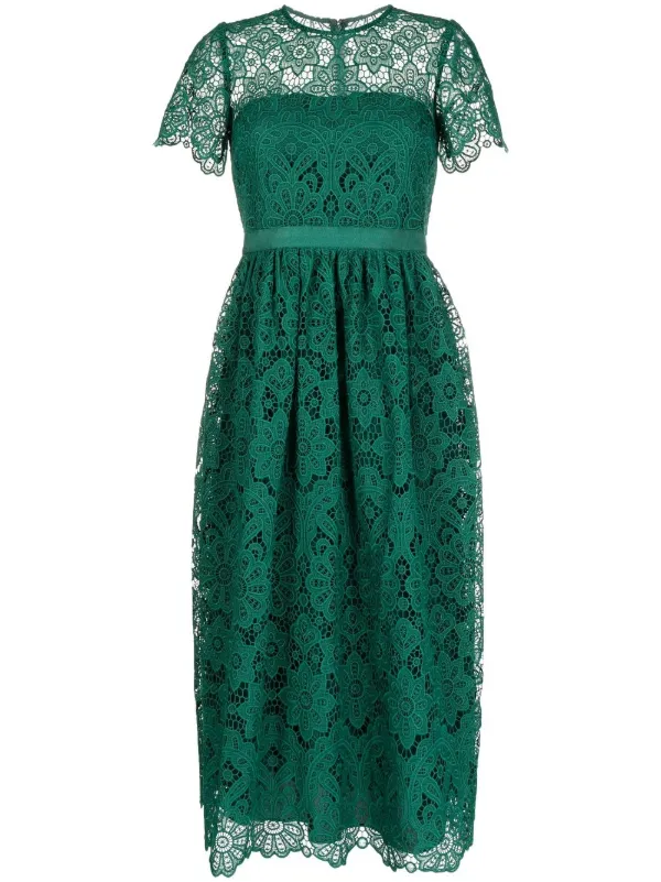 Lace midi hotsell dress green