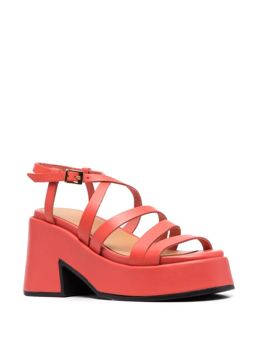 GANNI 100mm chunky leren sandalen - Rood