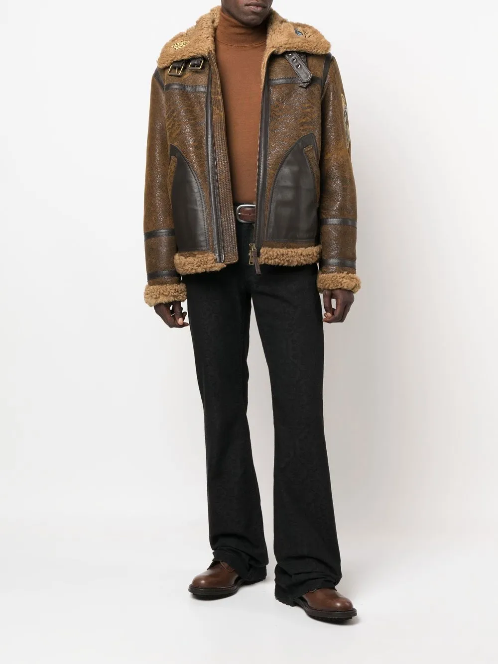 ETRO embroidered-motif Sheepskin Jacket 