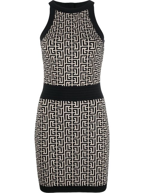 Balmain Vestido de jacquard monogramado sem mangas