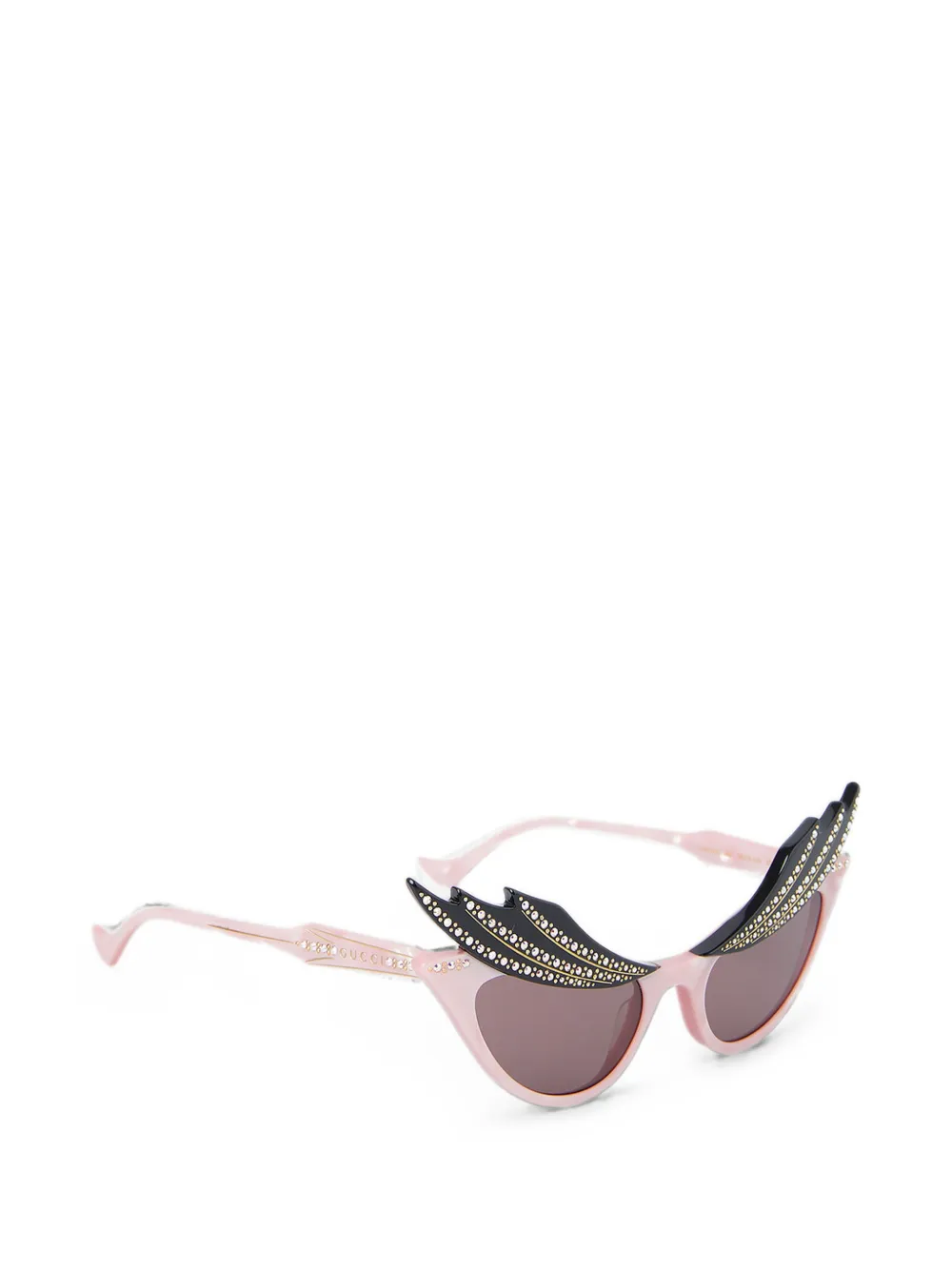 Gucci Eyewear Zonnebril verfraaid met kristallen en vleugel montuur Roze