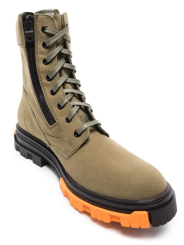 AMIRI logo-patch Combat Boots - Farfetch