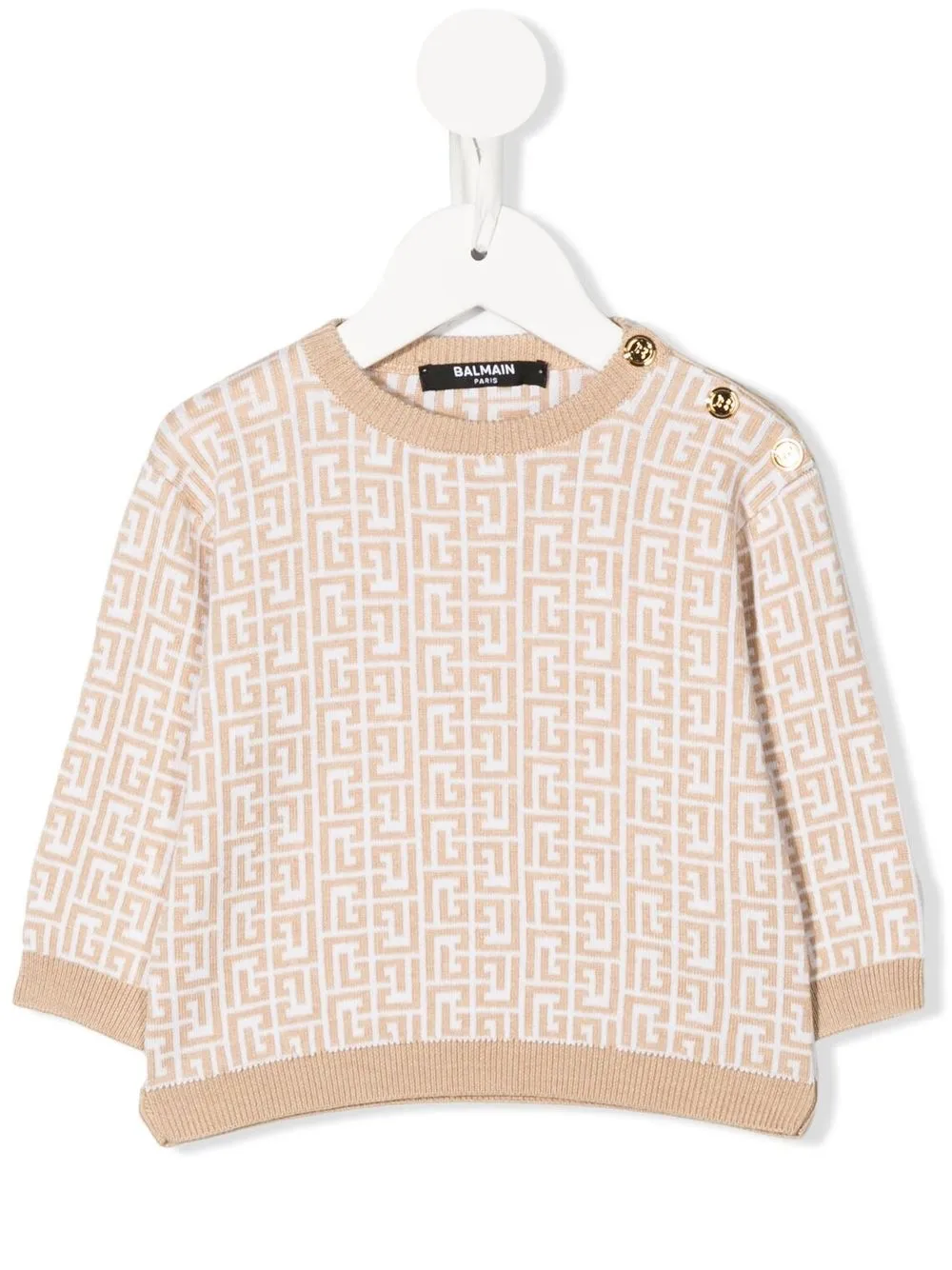 

Balmain Kids monogram-jacquard knitted jumper - Neutrals