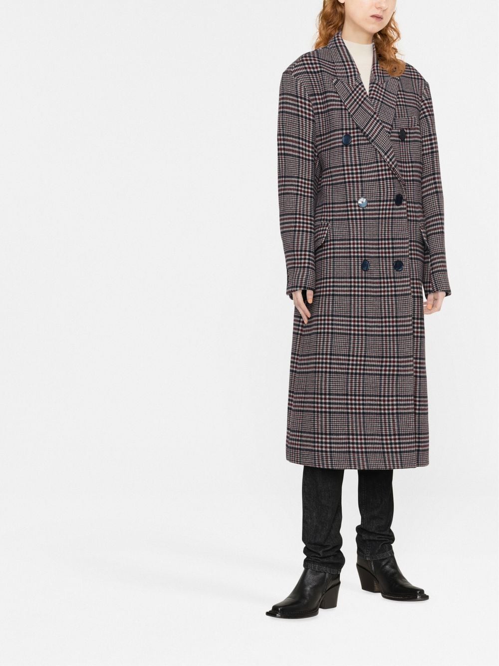 Shop Isabel Marant Checked Wool Coat In Blue