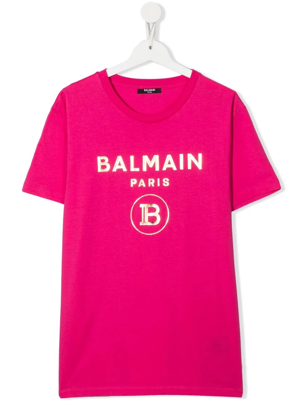 

Balmain Kids TEEN metallic logo-print T-shirt - Pink