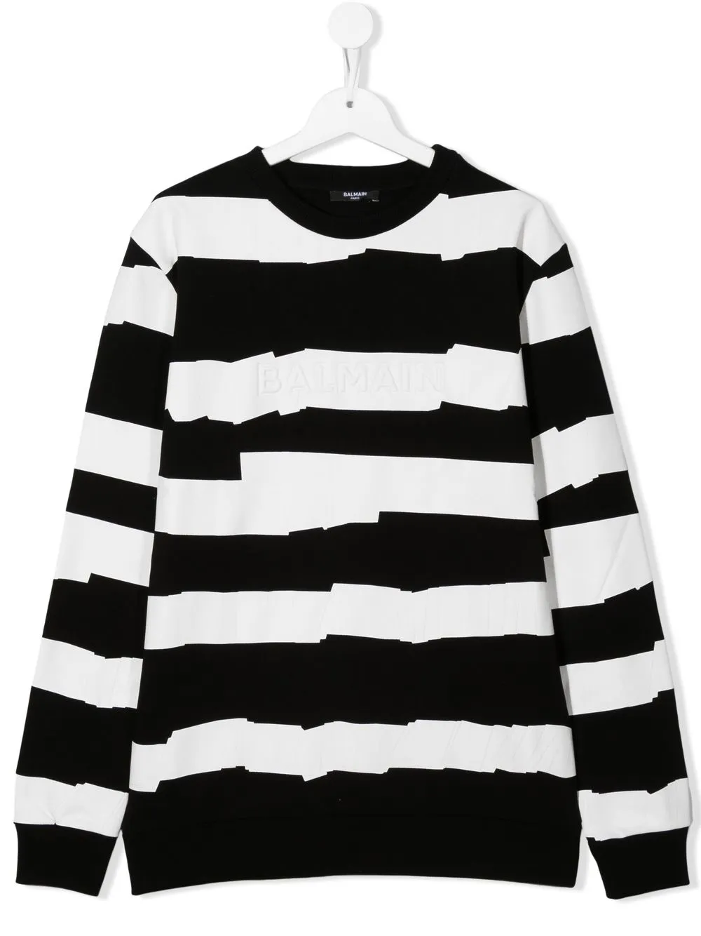 

Balmain Kids top manga larga con rayas estampadas - Negro