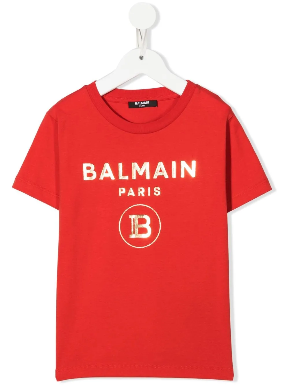 

Balmain Kids playera con cuello redondo y logo - Rojo