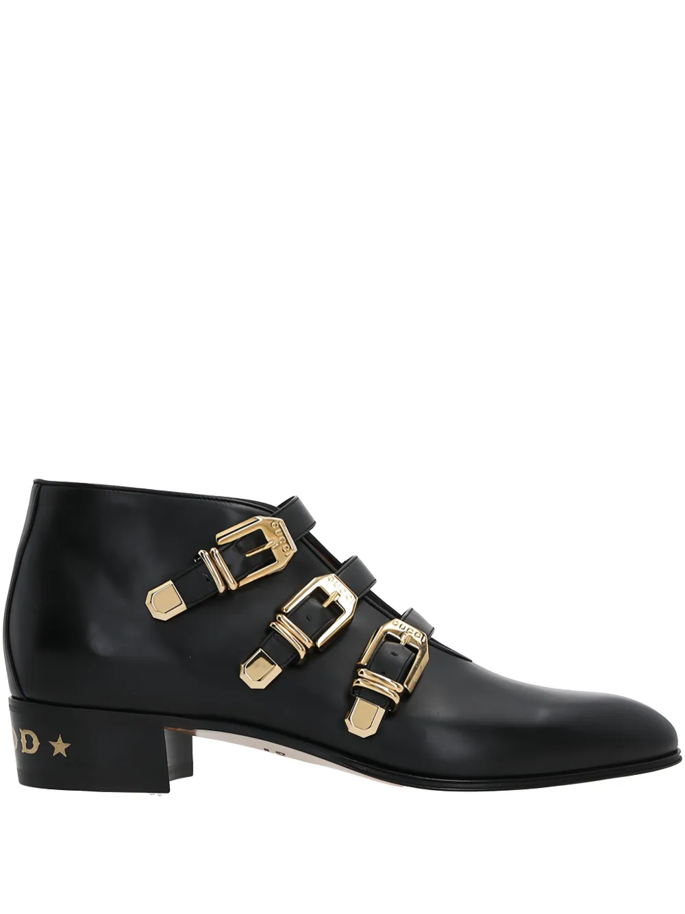 Gucci buckled leather ankle boots Black