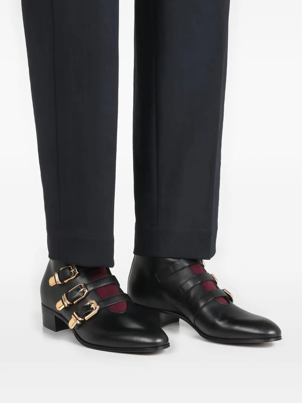 Gucci buckled leather ankle boots Black