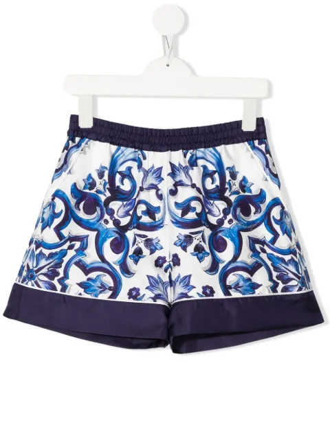 Dolce & Gabbana Kids Majolica-print high-waisted shorts