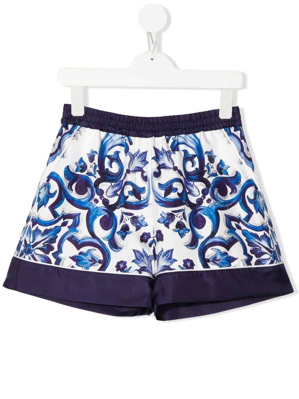 Dolce & Gabbana Kids Majolicaprint highwaisted shorts blue MODES