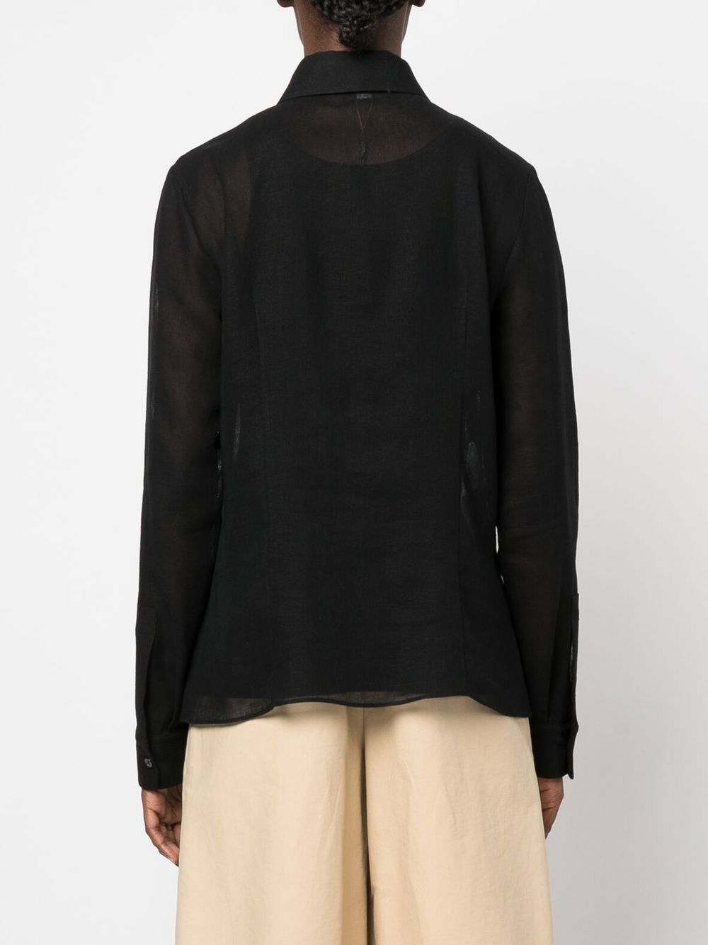 Shop Michael Kors Semi-sheer Linen Shirt In Black