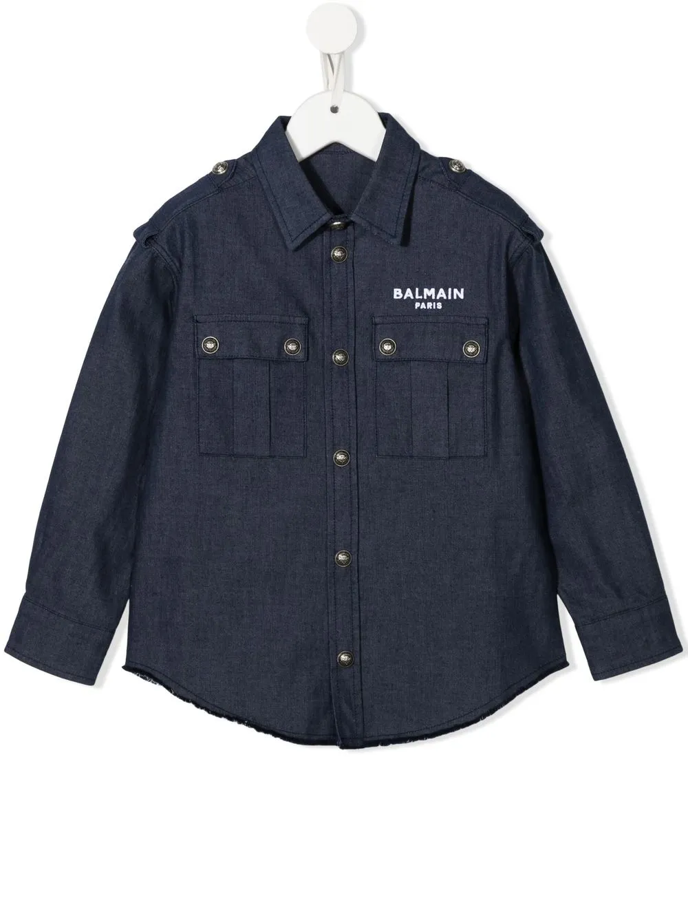 

Balmain Kids camisa de mezclilla con logo bordado - Azul