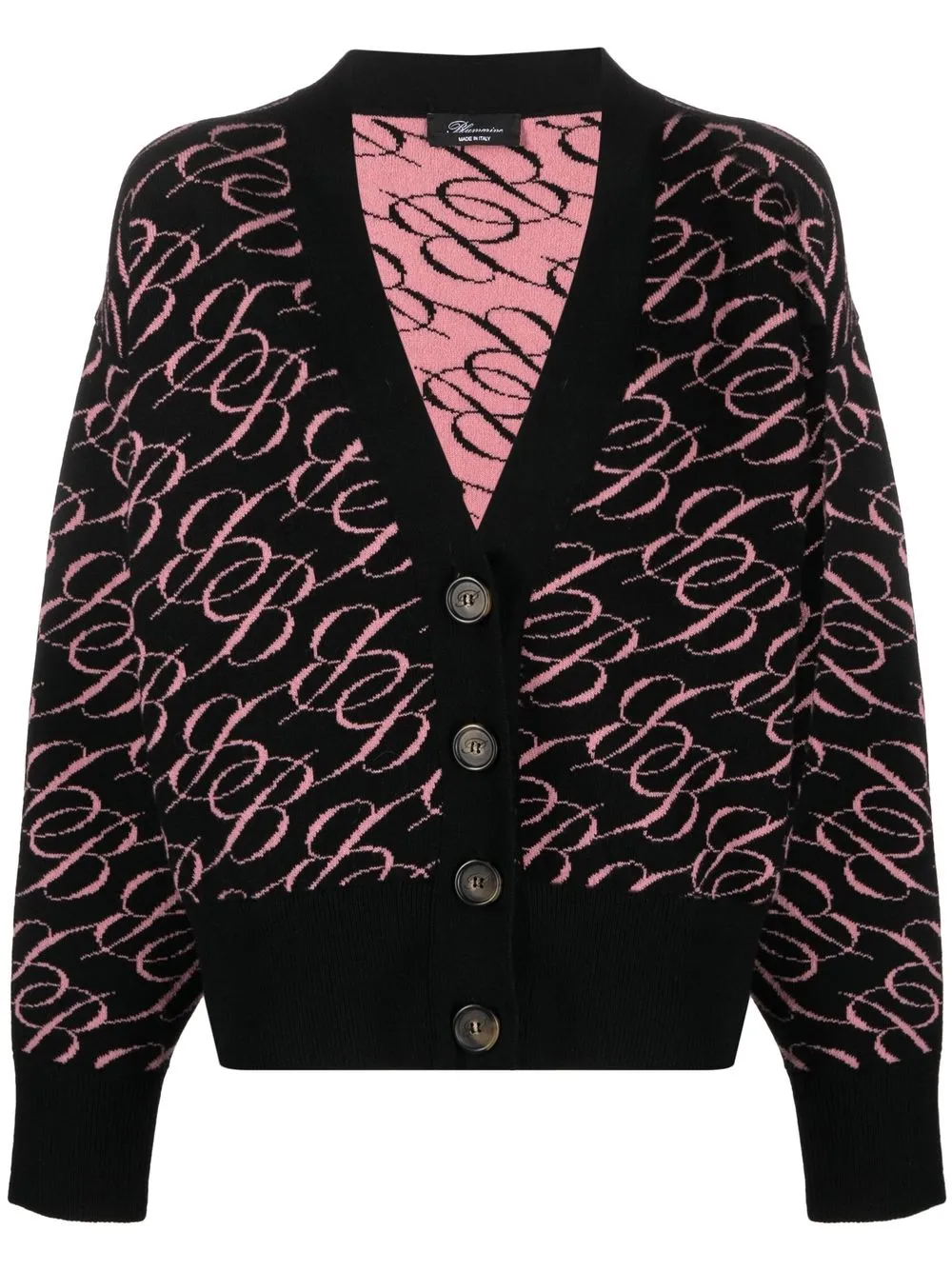 

Blumarine monogram-print wool cardigan - Black
