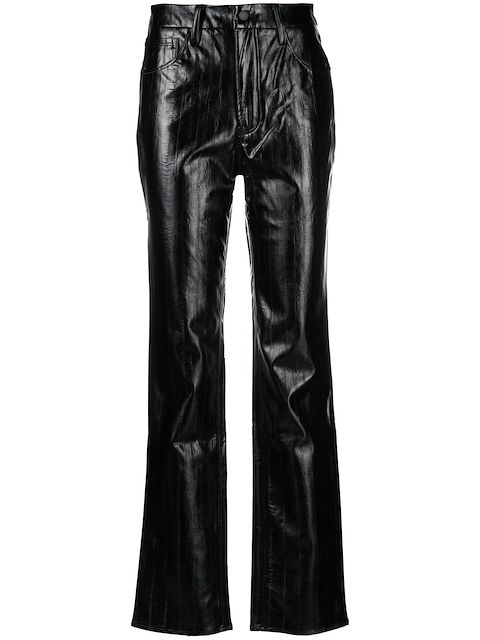 Good American polished-finish straight-leg trousers