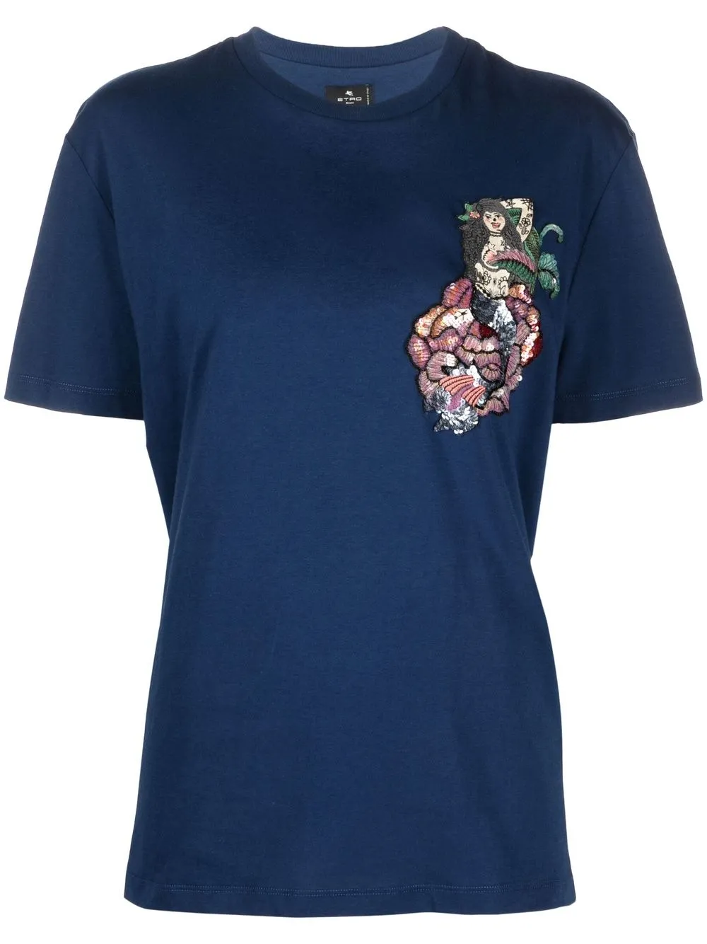 

ETRO playera con sirena bordada - Azul