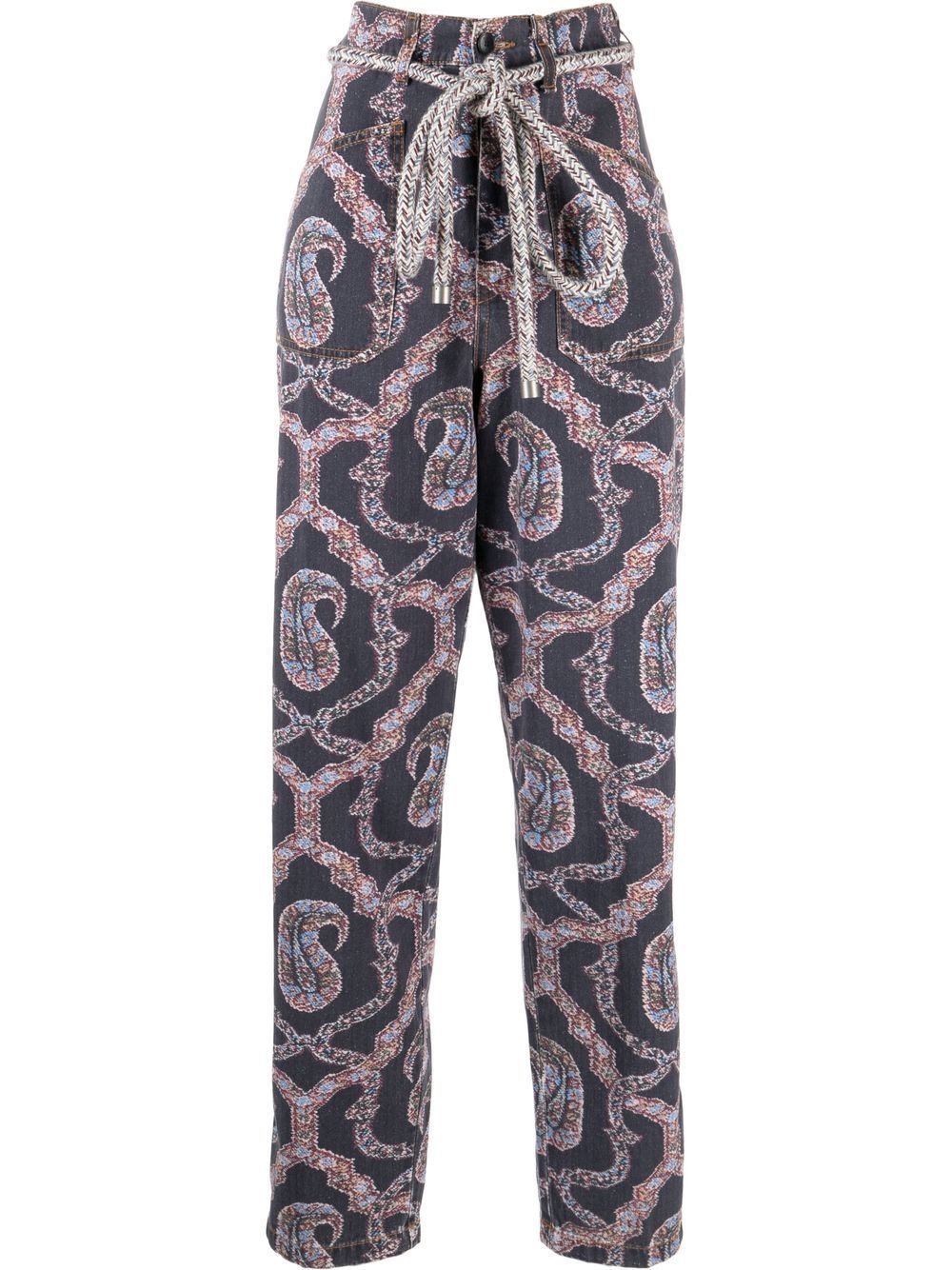 ETRO abstract-pattern tapered-leg trousers - Blue