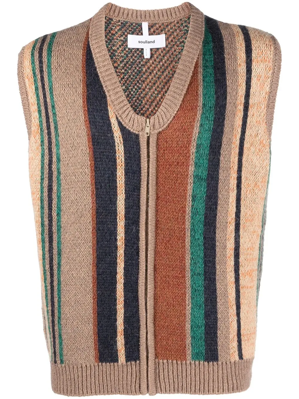 

Soulland Larry striped vest - Neutrals