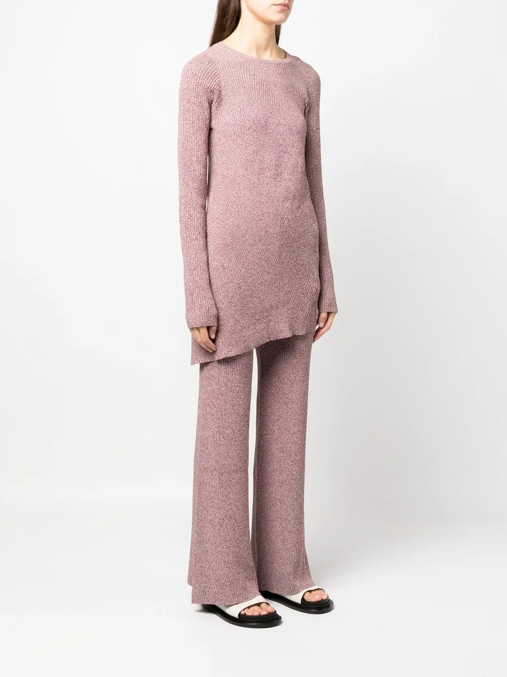 Remain Birger Christensen Mélange-knit Asymmetrical Jumper In Violett