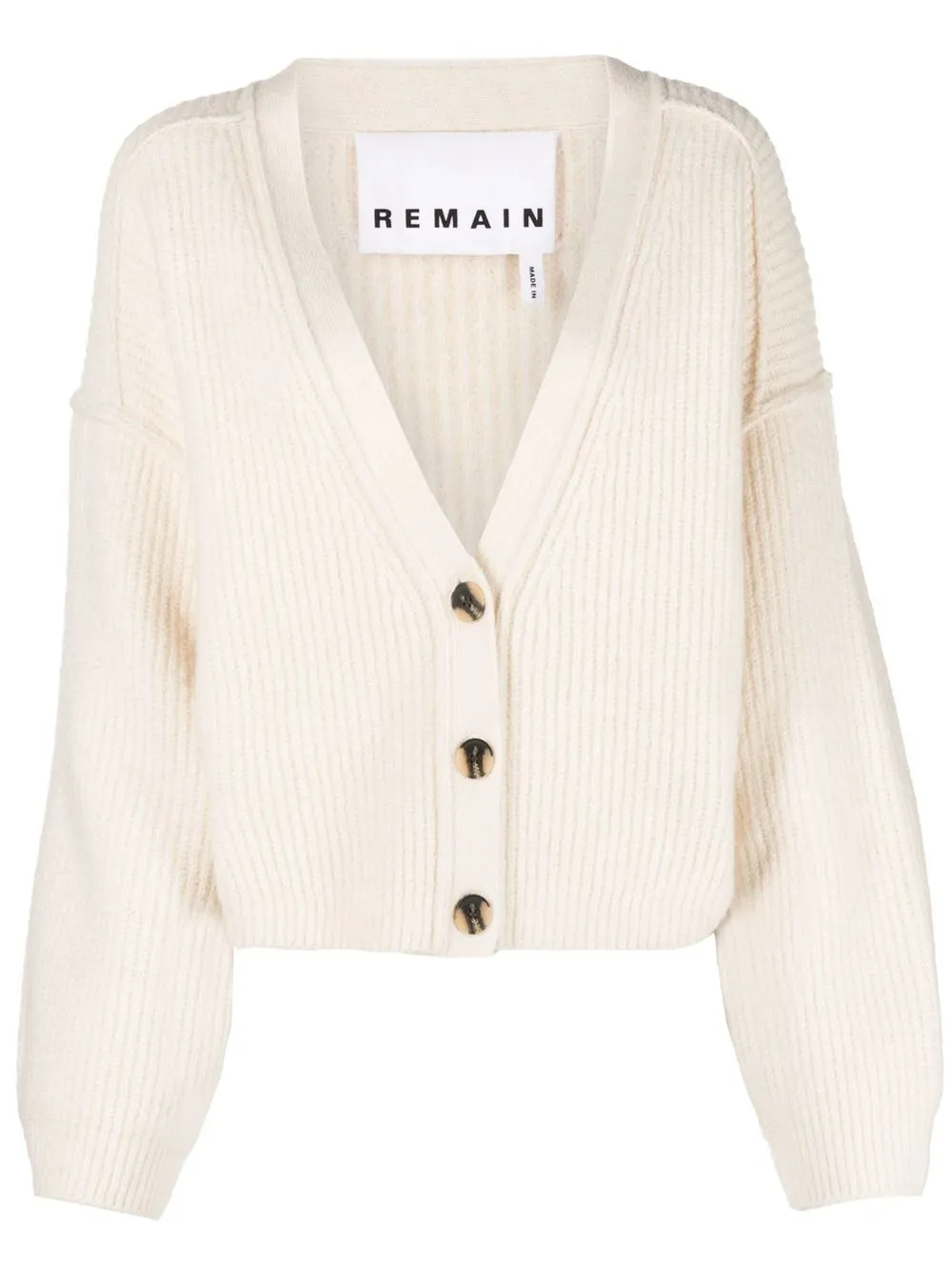 

REMAIN Karin V-neck ribbed knit cardigan - Neutrals