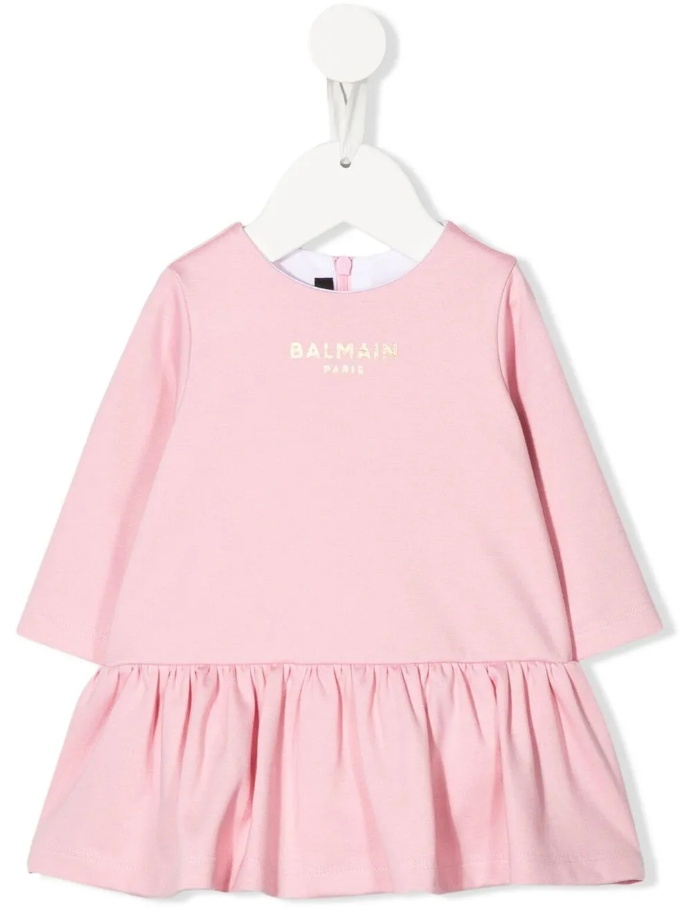 

Balmain Kids vestido fruncido con logo estampado - Rosado