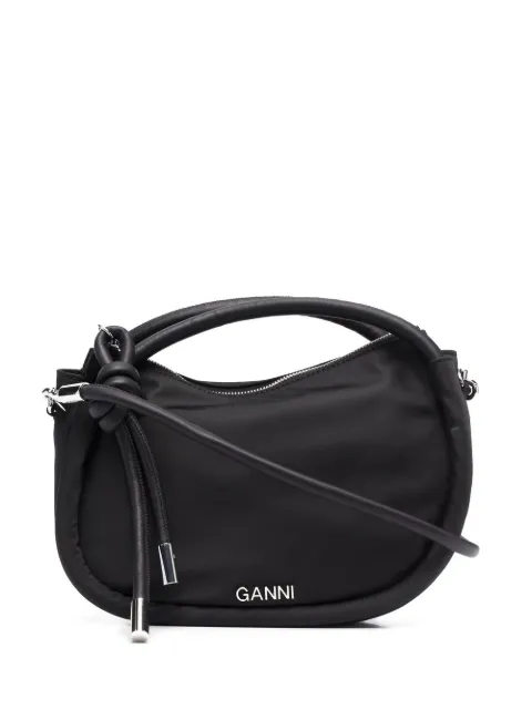 GANNI curved logo-letter tote bag
