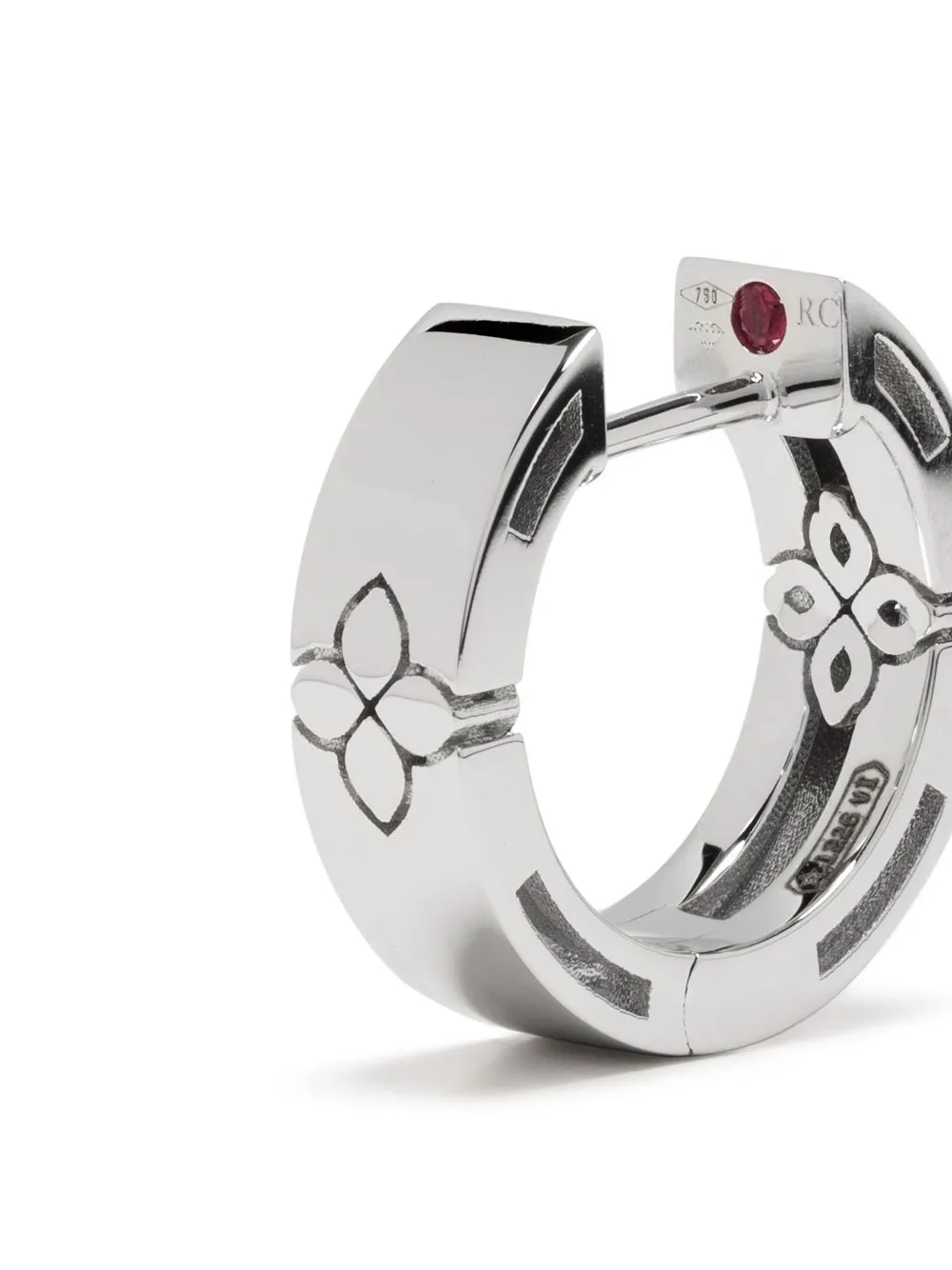 Orecchino a cerchio in oro bianco 18kt con diamanti Farfetch Uomo Accessori Gioielli Orecchini Argento 