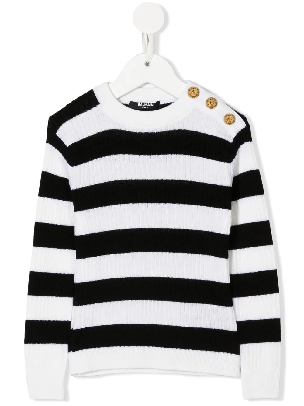 

Balmain Kids striped button-detail jumper - White