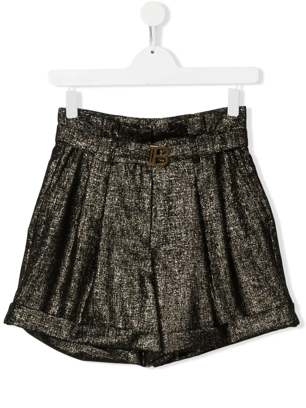 

Balmain Kids TEEN metallic high-waisted shorts - Black