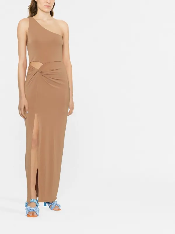 Alice + Olivia one-shoulder slit-detail Dress | Brown | FARFETCH