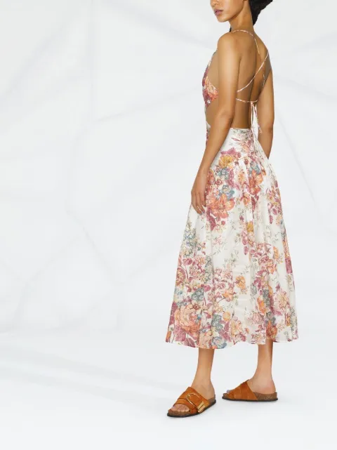 ZIMMERMANN Pattie Asymmetric Floral Dress - Farfetch