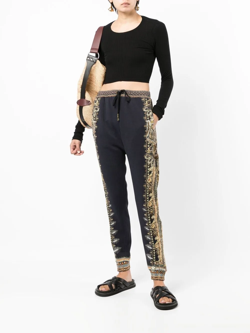 Camilla Broek met paisley-print - Zwart