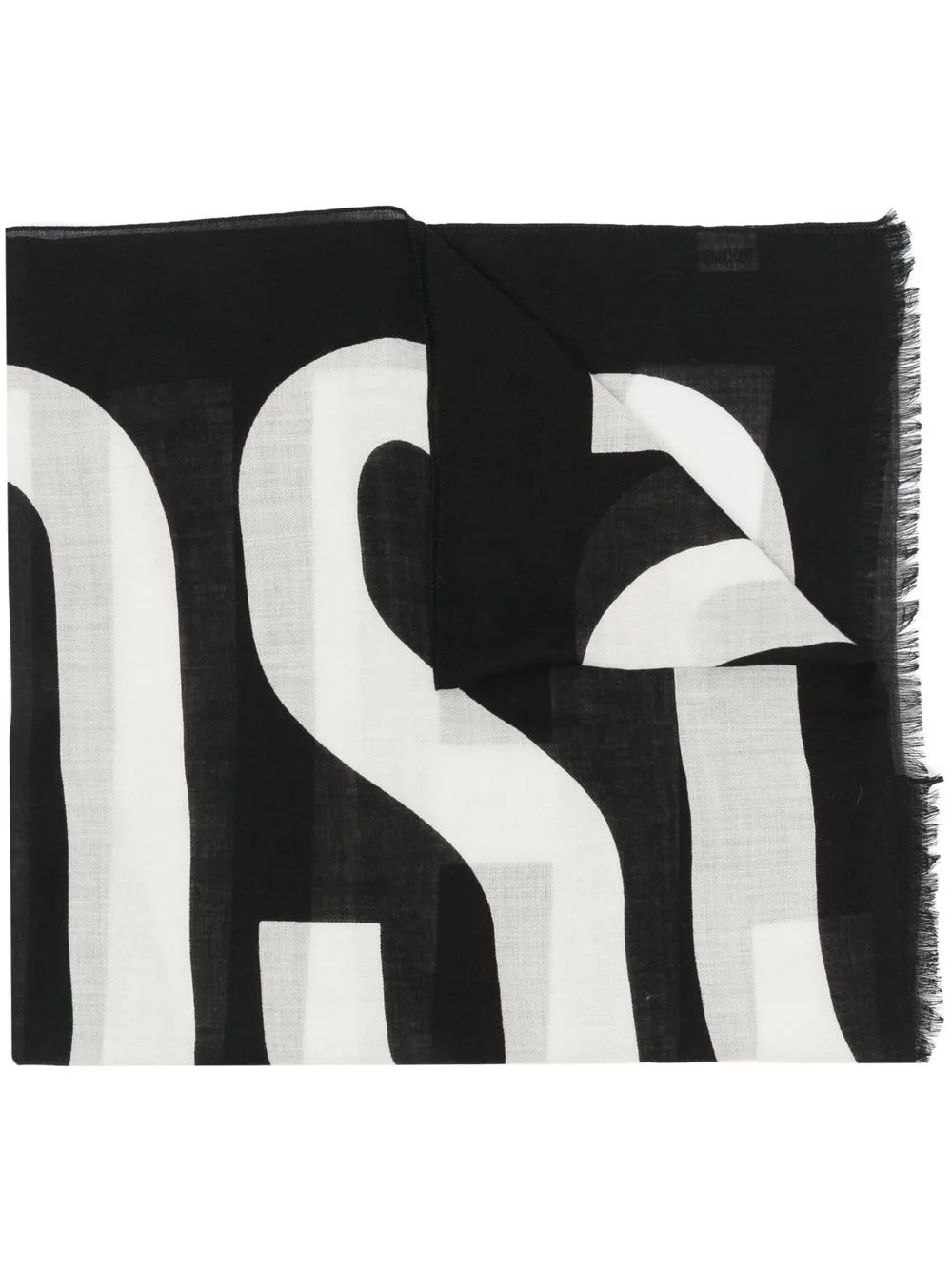 

Moschino mascada con logo estampado y bordes deshilachados - Negro