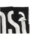 Moschino logo-print frayed-edge scarf - Black