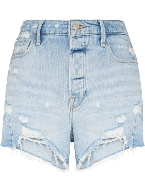 Good American Bombshell distressed denim shorts