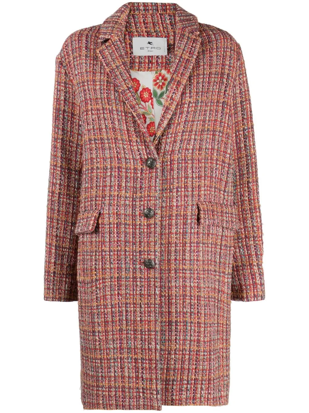 

ETRO tweed single-breasted coat - Red