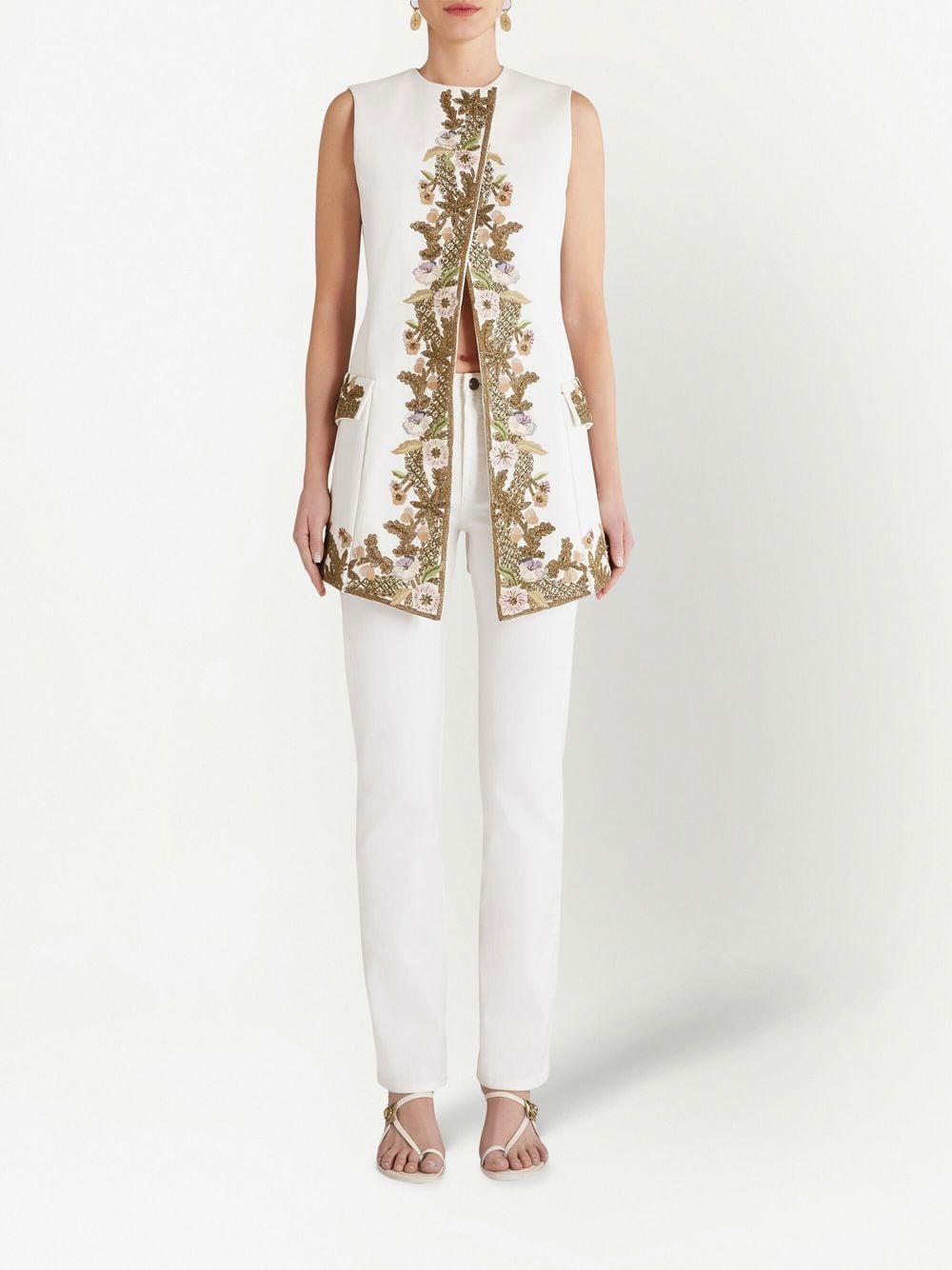 ETRO FLORAL-EMBROIDERED WAISTCOAT 