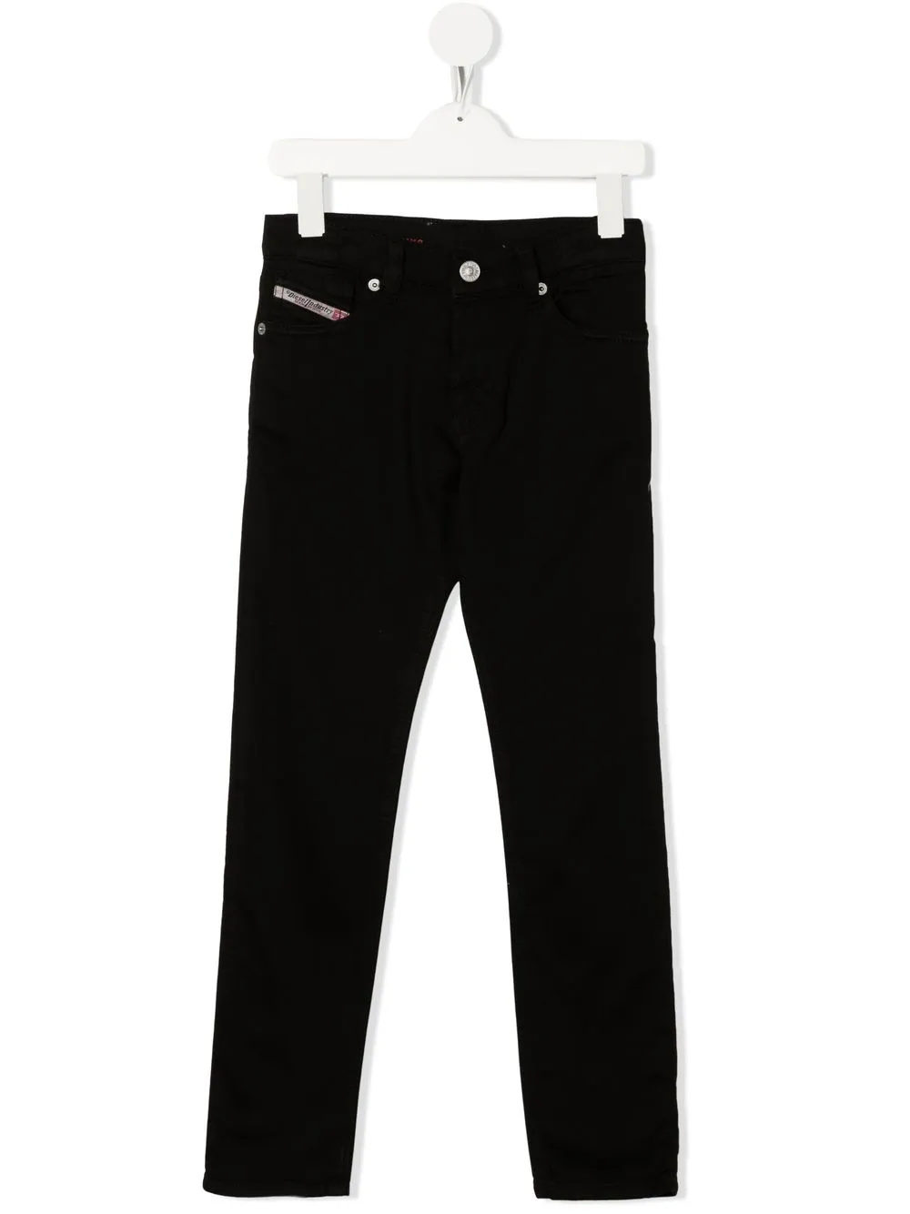 

Diesel Kids jeans tapered con parche del logo - Negro