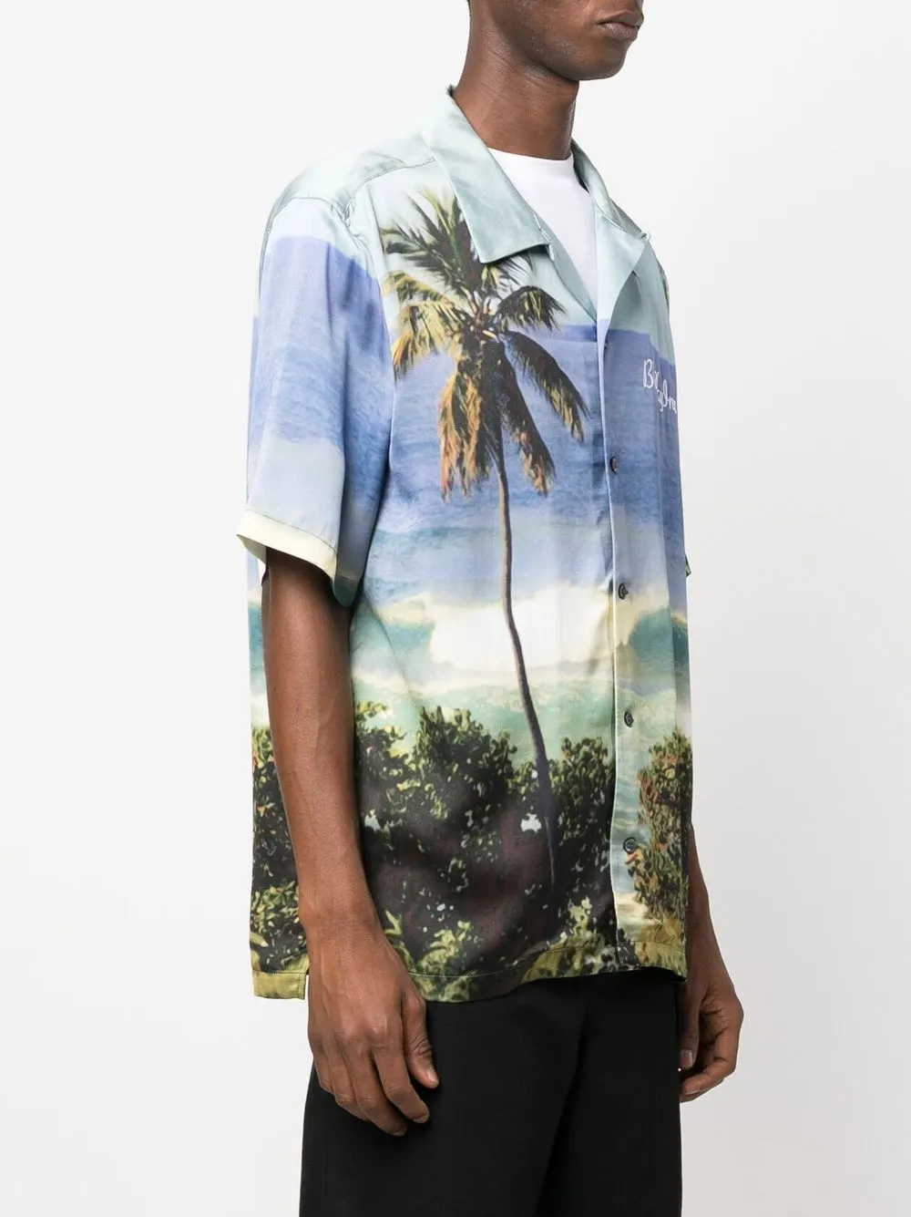 BLUE SKY INN beach-print logo-embroidered Shirt | Blue | FARFETCH