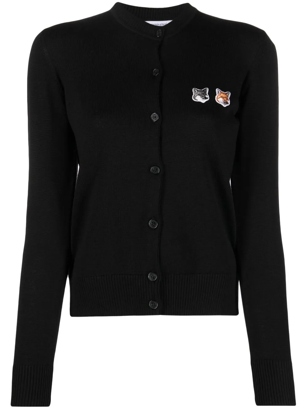 

Maison Kitsuné embroidered-design button-fastening cardigan - Black