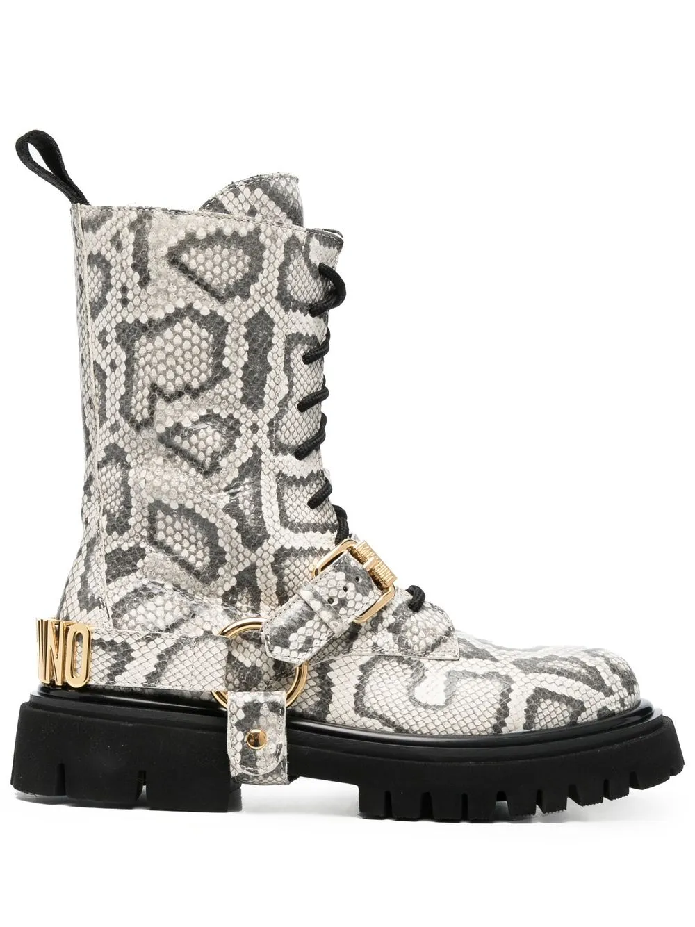 

Moschino snakeskin-print combat boots - Neutrals