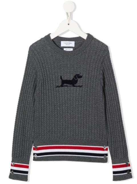 Thom Browne Kids - cable-knit crew neck pullover