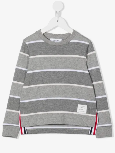 Thom Browne Kids crew neck striped sweatshirt