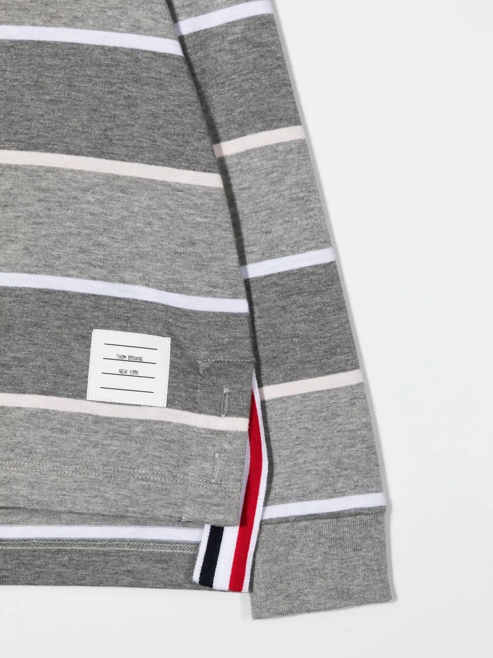 Thom Browne Striped Long-sleeved Sweater In Grey