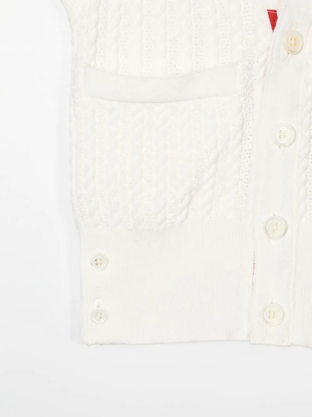 Shop Thom Browne Cable-knit Sleeveless Cardigan In White