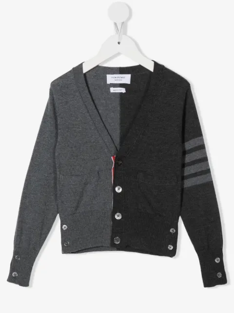 Thom Browne Kids cárdigan con diseño de dos tonos y cuello en V