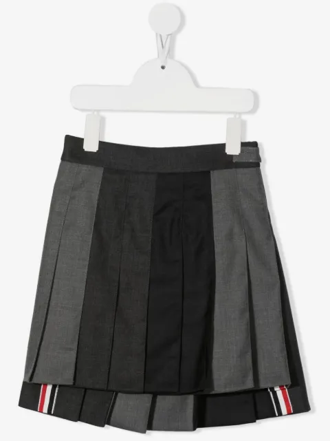 Thom Browne Kids 컬러 블록 플리츠 스커트