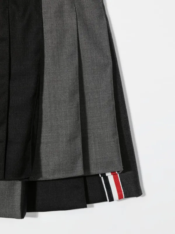【関税込み】Thom Browne キッズ｜グレー プリーツスカート Thom Browne Kids カラーブロック プリーツスカート | グレー