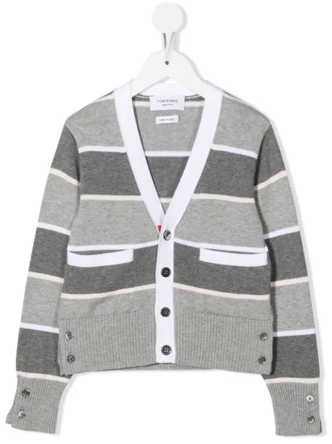 Thom Browne Kids striped V-neck cardigan