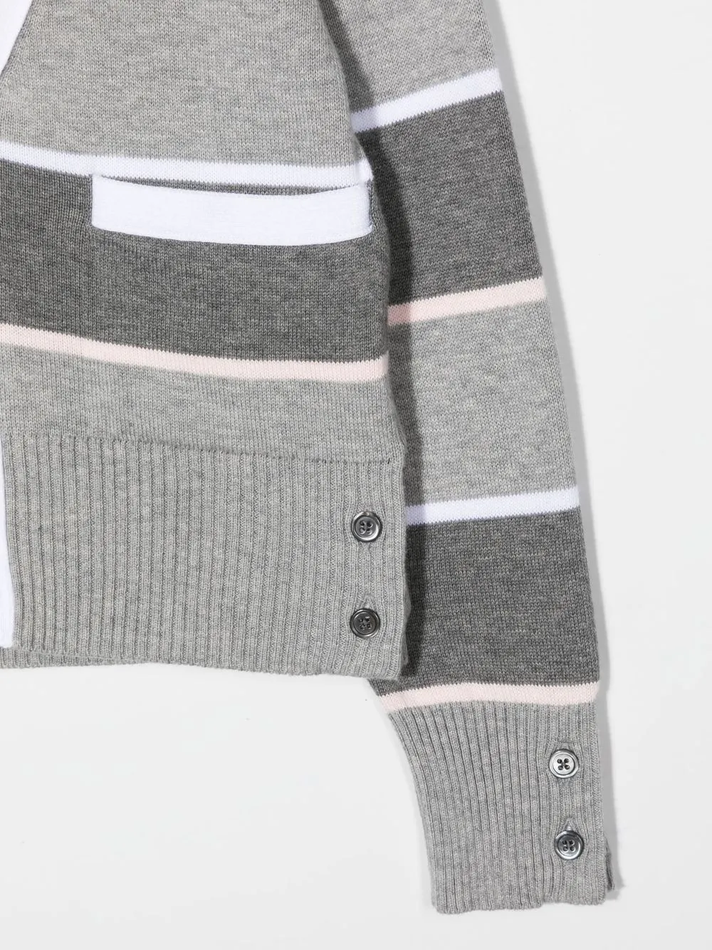 Thom Browne Gestreifter Cardigan Mit V-ausschnitt In Grey